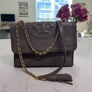 Tory Burch Grey Fleming Convertible Shoulder Bag